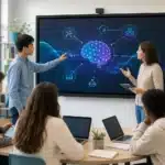 Artificial Intelligence and Machine Learning concept with digital data visualization