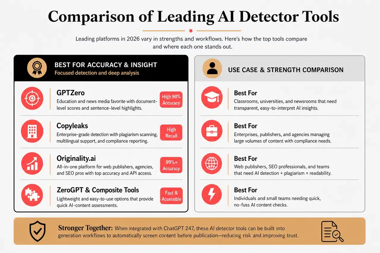 AI Detector Tools for Content Verification in 2026 , Comparison of Leading AI Detector Tools