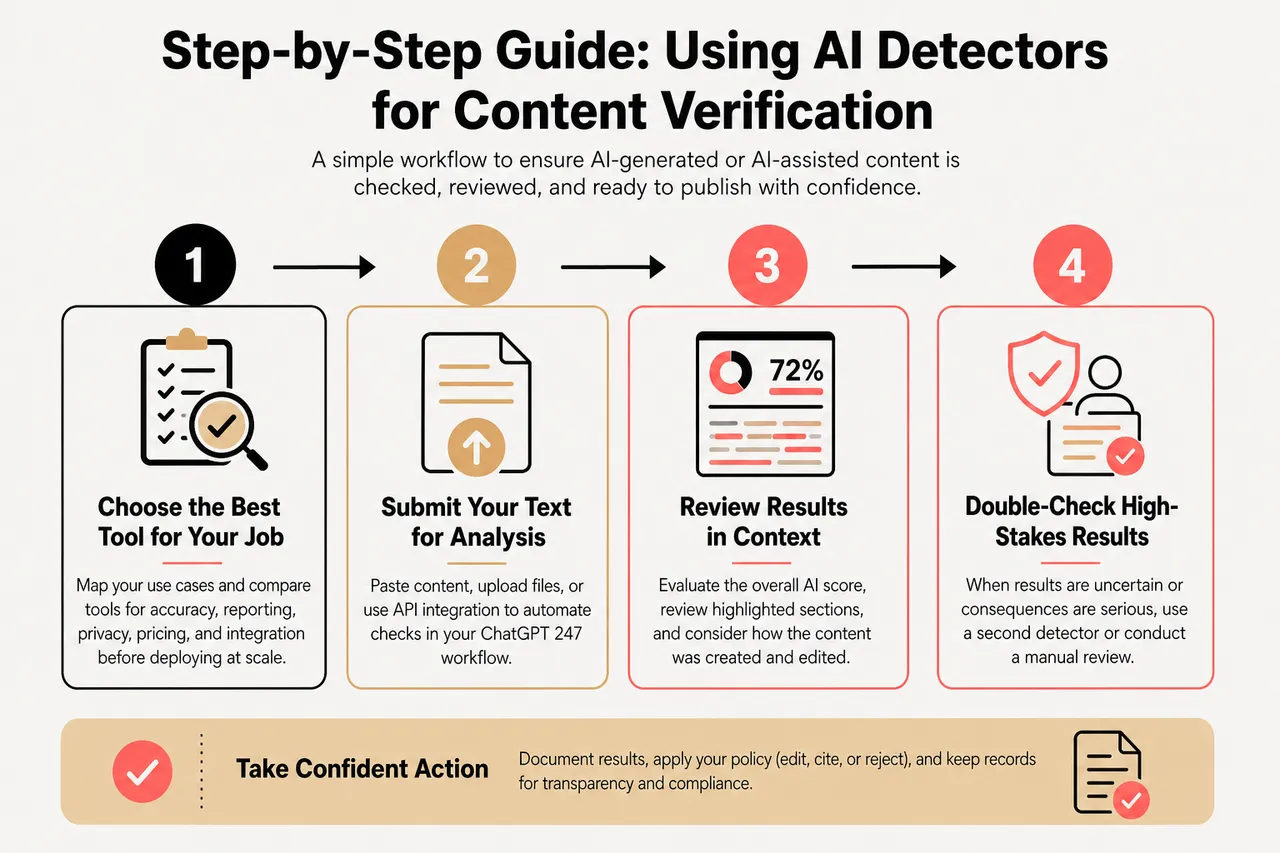 AI Detector Tools for Content Verification in 2026 , Step-by-Step Guide: Using AI Detectors for Content Verification