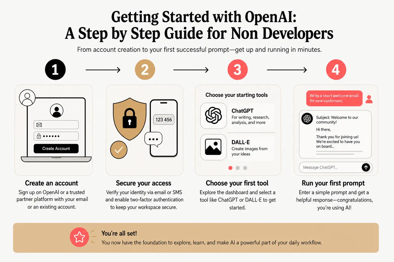 OpenAI for Non‑Developers: How to Start Using AI Tools in Your Workflow , Getting Started with OpenAI: A Step by Step Guide for Non Developers