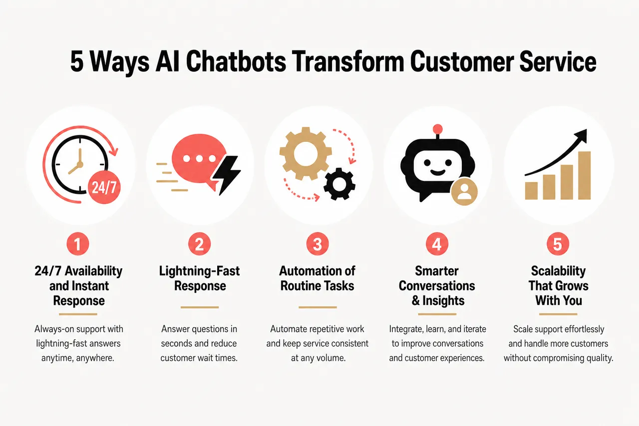 5 Ways AI Chatbots Transform Customer Service (With Examples and Pitfalls) , 5 Ways AI Chatbots Transform Customer Service