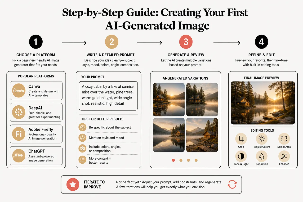 AI Image Generators for Beginners: From Prompts to Stunning Visuals , Step-by-Step Guide: Creating Your First AI-Generated Image