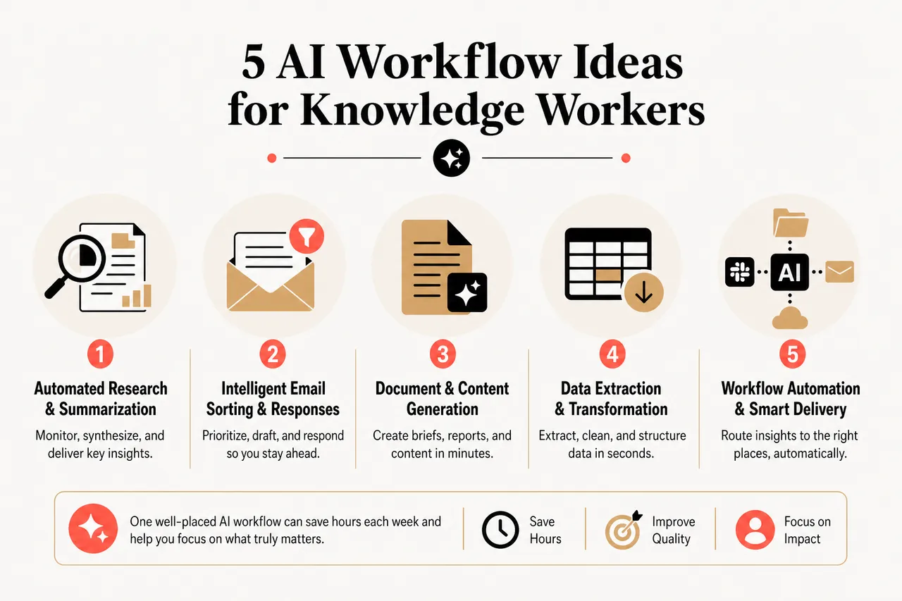 5 AI Workflow Ideas That Save Knowledge Workers Hours Weekly , 5 AI Workflow Ideas for Knowledge Workers