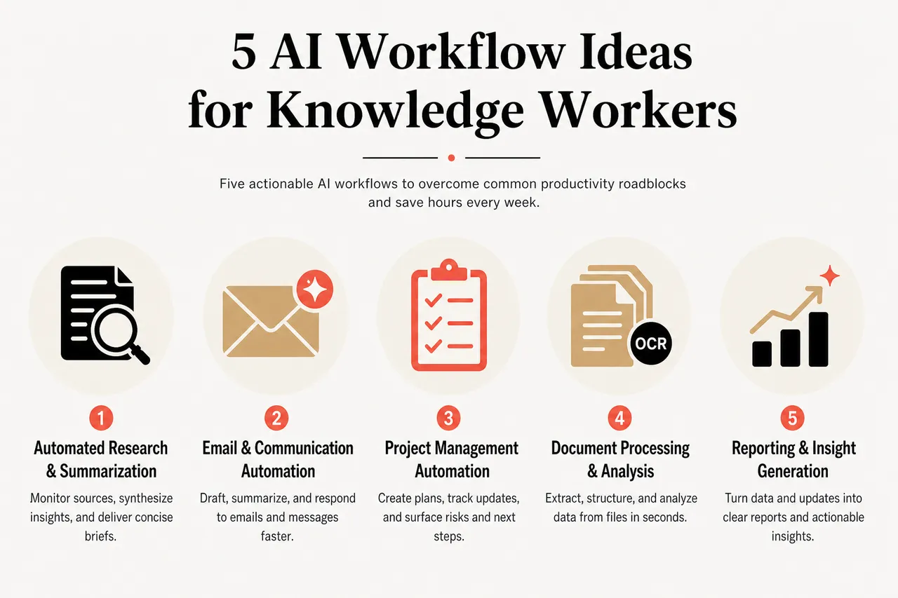 5 AI Workflow Ideas That Save Knowledge Workers Hours Weekly , 5 AI Workflow Ideas for Knowledge Workers